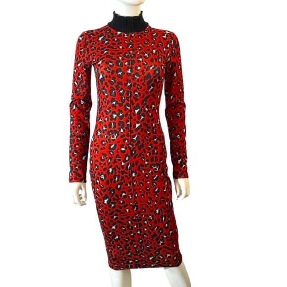 Zara Red and Black Leopard Print Dress - Picture 1 of 4